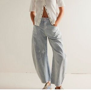 We The Free Good Luck Railroad Track Barrel Jeans | Size 27